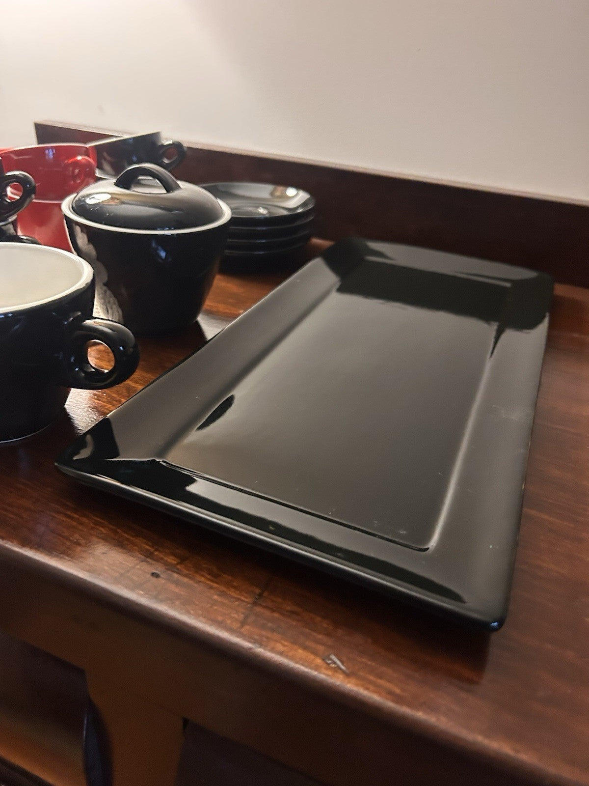 Maxwell & Williams Café Collection Red & Black Coffee/Tea Set 