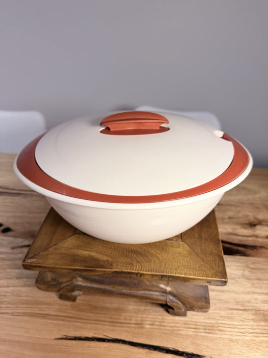 Vintage Tupperware 4948A-2 Serving Bowl w Lid Orange Cream Retro MCM