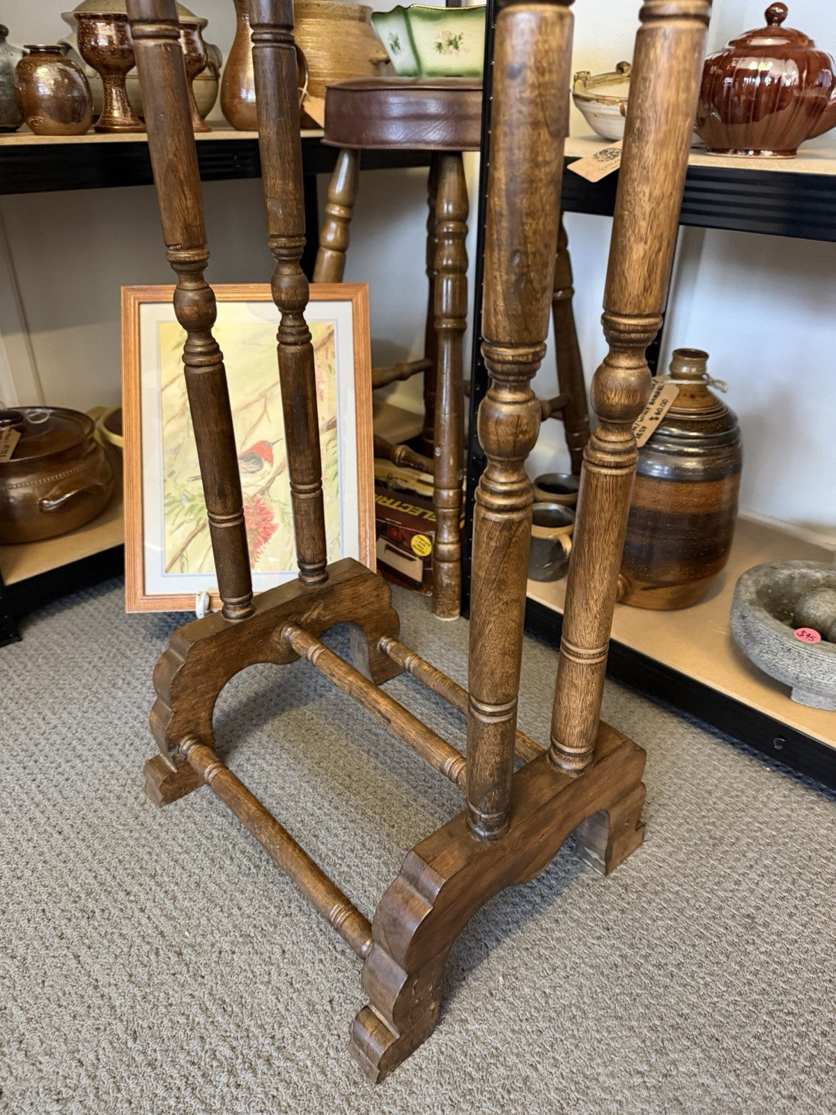 Gentleman’s Valet Stand 2 Drawer Timber Suit Clothes Hanger Antique Style