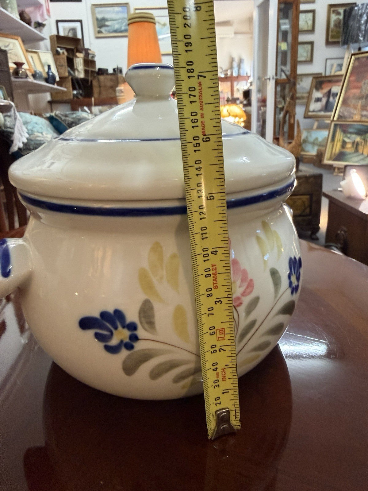 Viana do Castelo Portugal Hand Painted Lidded Ceramic Pot Canister Floral