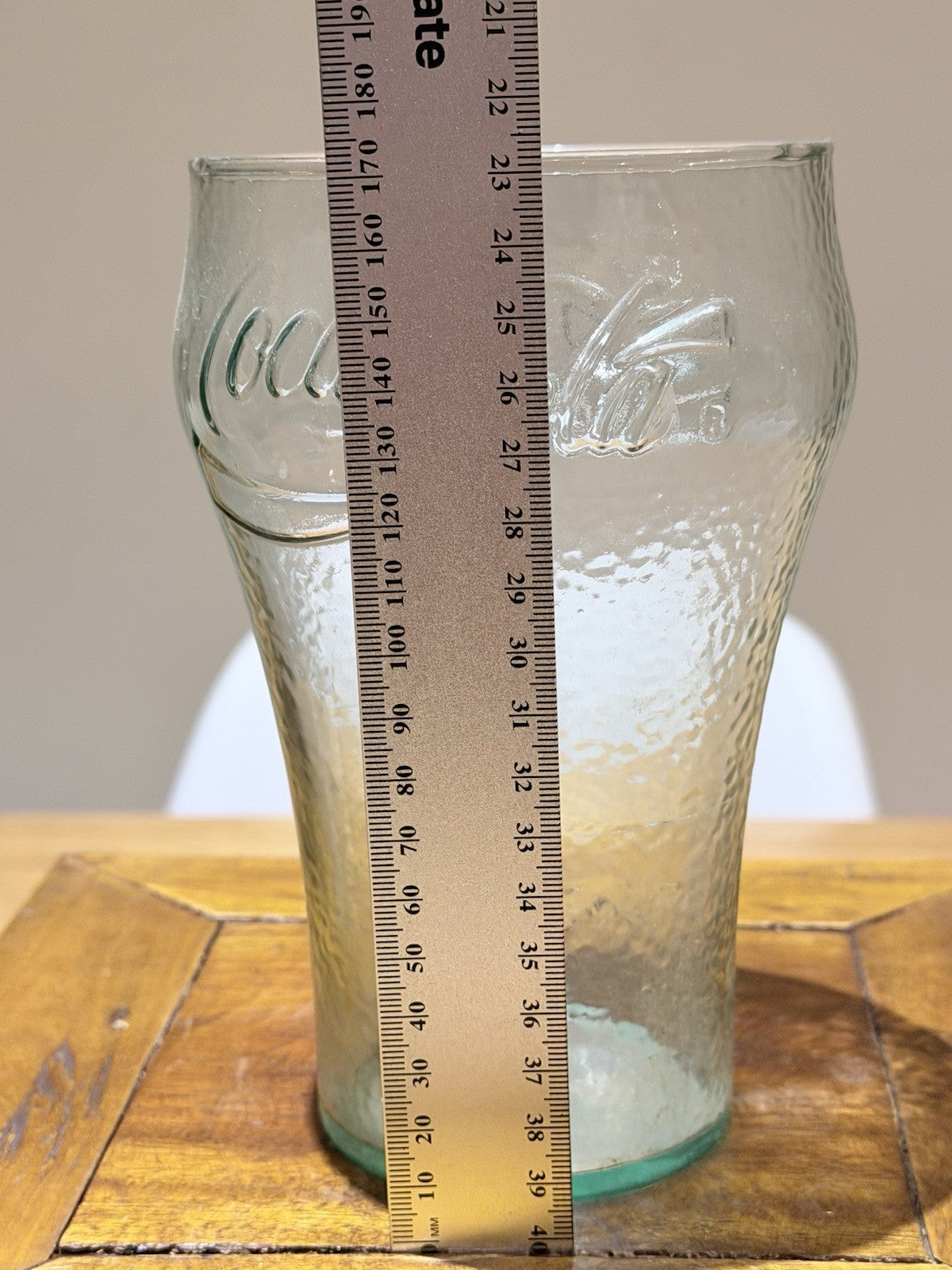 Vintage Coca Cola Embossed 1L Glass Tumbler Large Green Tint Retro 16cm