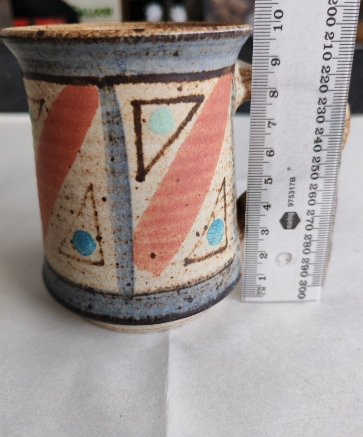 Vintage 'Taggerty Pottery' Studio Pottery Mug – Handcrafted Geometric Stoneware