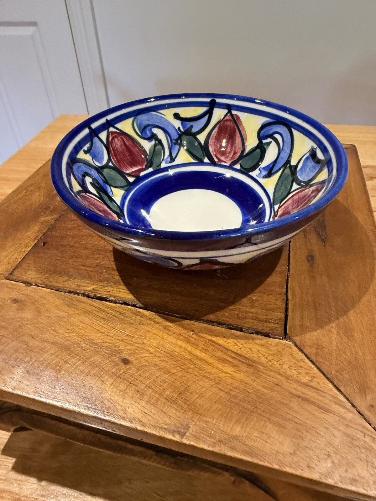 Vintage Studio Pottery Hand Painted Floral Bowl Signed 1996 14cm Ceramic