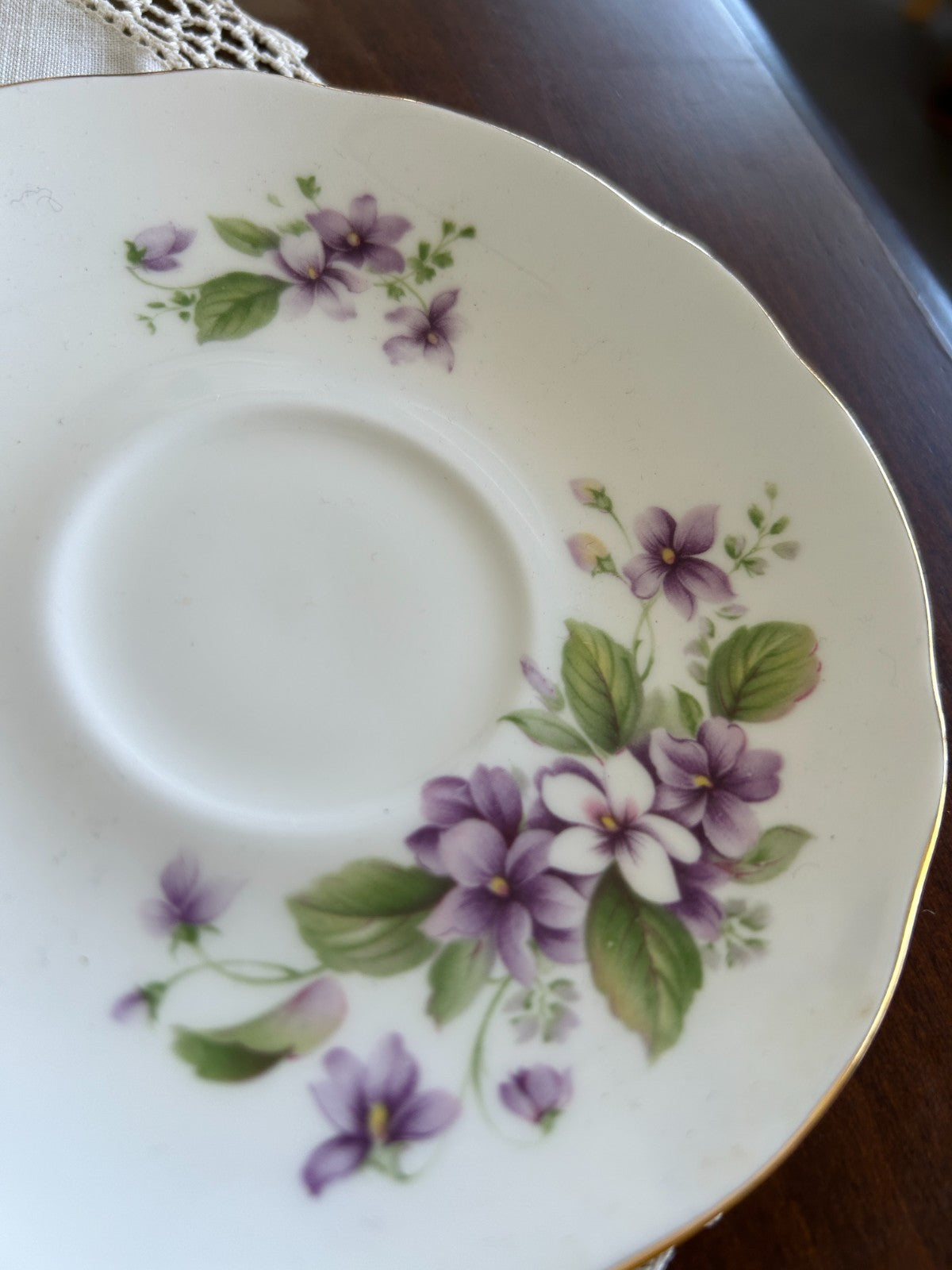 Duchess Tivoli Trio Teacup Saucer & Side Plate Violet Bone China trio, England