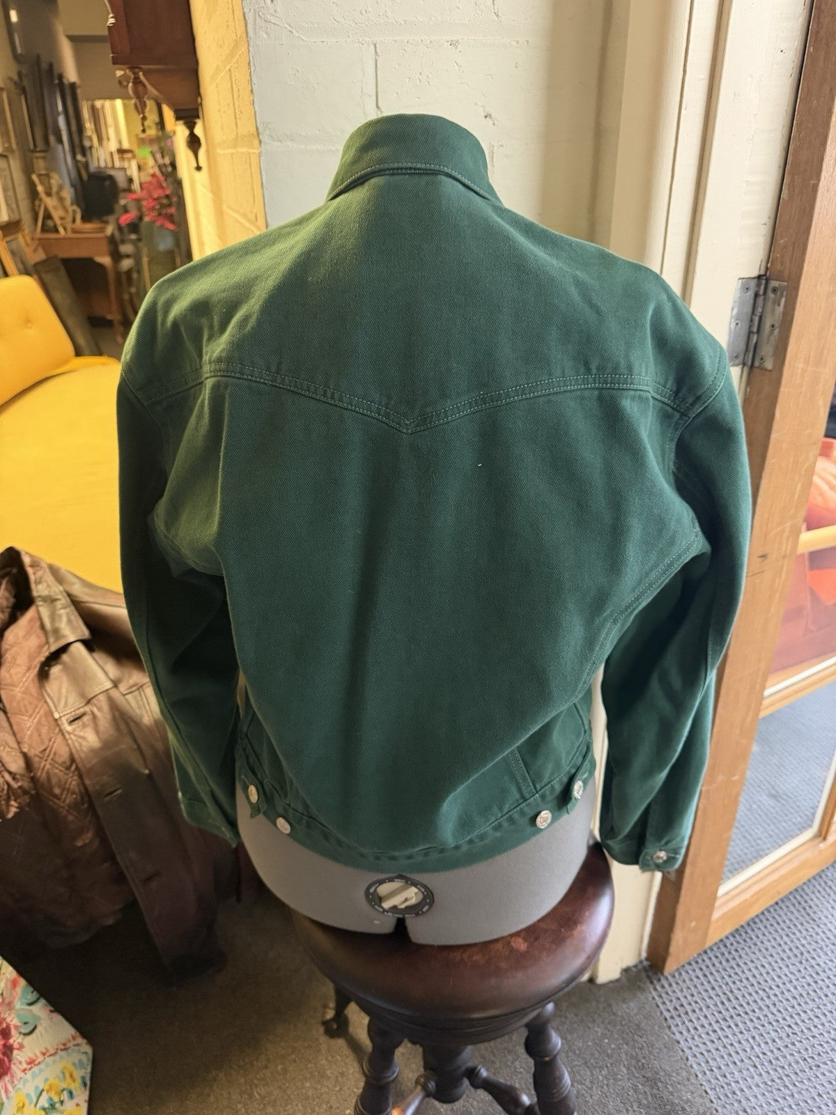 Vintage 1991 Levi’s Black Tab Green Denim Trucker Jacket Size S 90s 8540