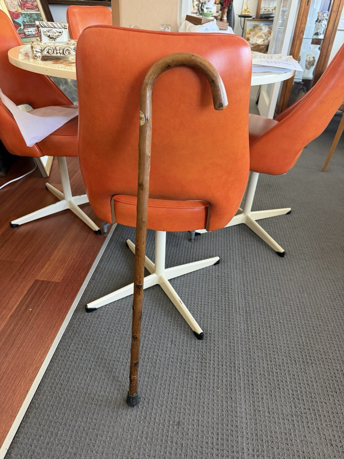 Coopers Hand Crafted Wooden Walking Stick Crook Handle Vintage Cane 85cm