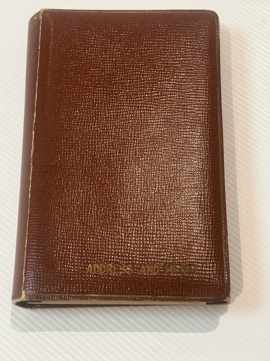 Vintage Address & Memo Organizer Brown Faux Leather 1960s-70s Retro