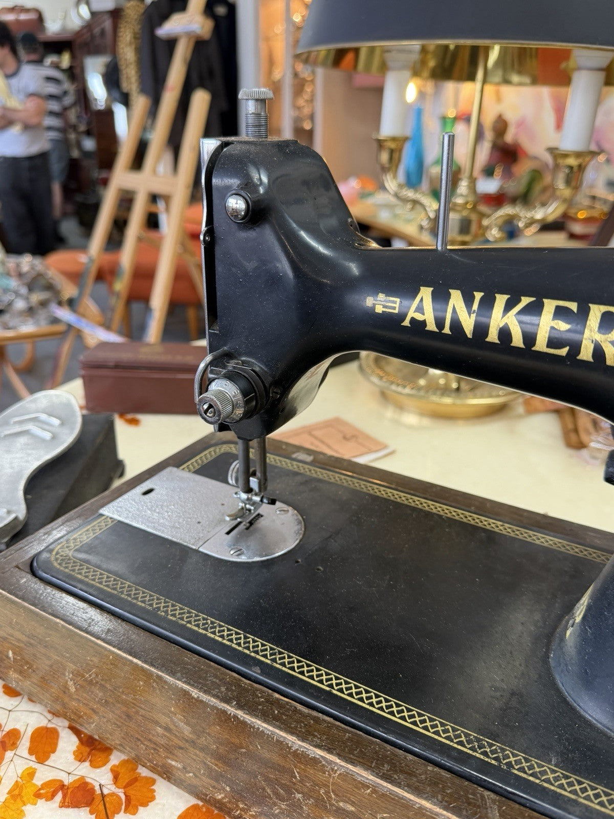 Vintage 1950s ANKER RR Sewing Embroidery Machine Germany Case Manual Motor