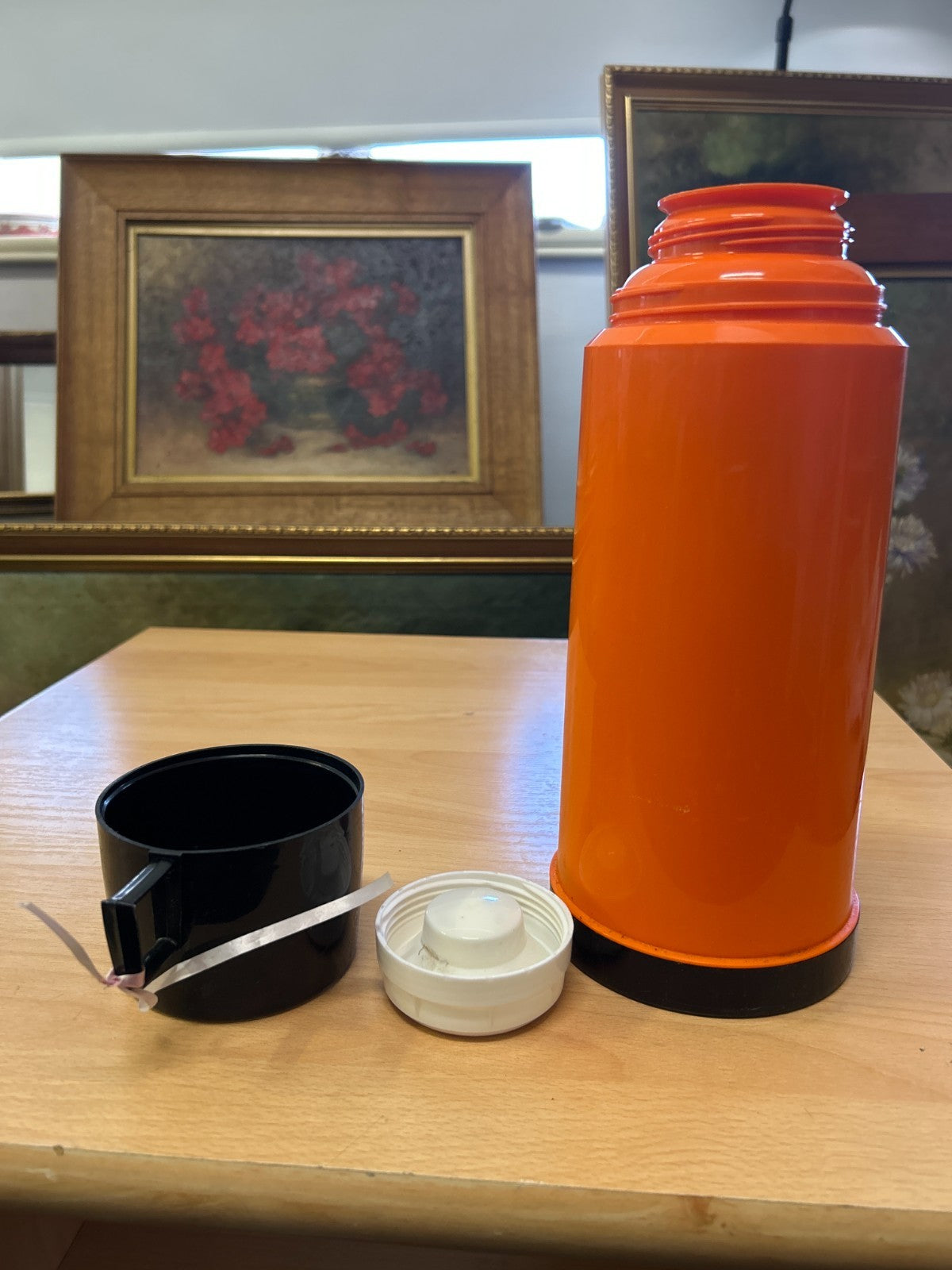 🔶 Vintage Orange Thermos Flask – Made in England – c. 1970s