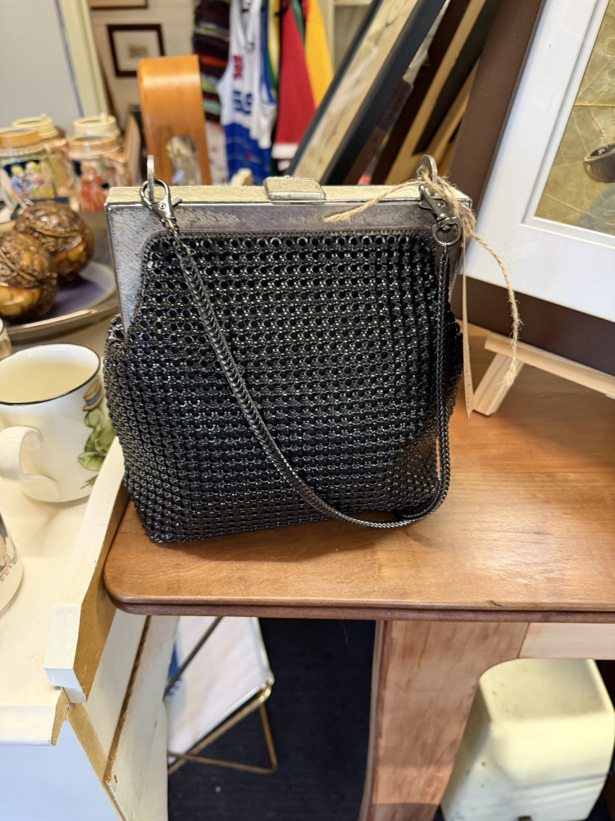 Vintage Oroton Black Mesh Evening Bag West Germany Purse Cocktail Handbag