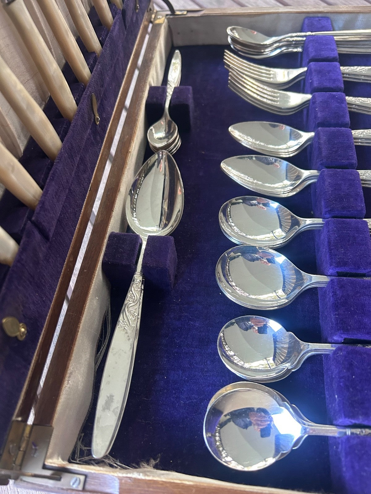 Grosvenor Ballerina Cutlery Set 50 Piece Boxed Faux MOP Handles Vintage EPNS