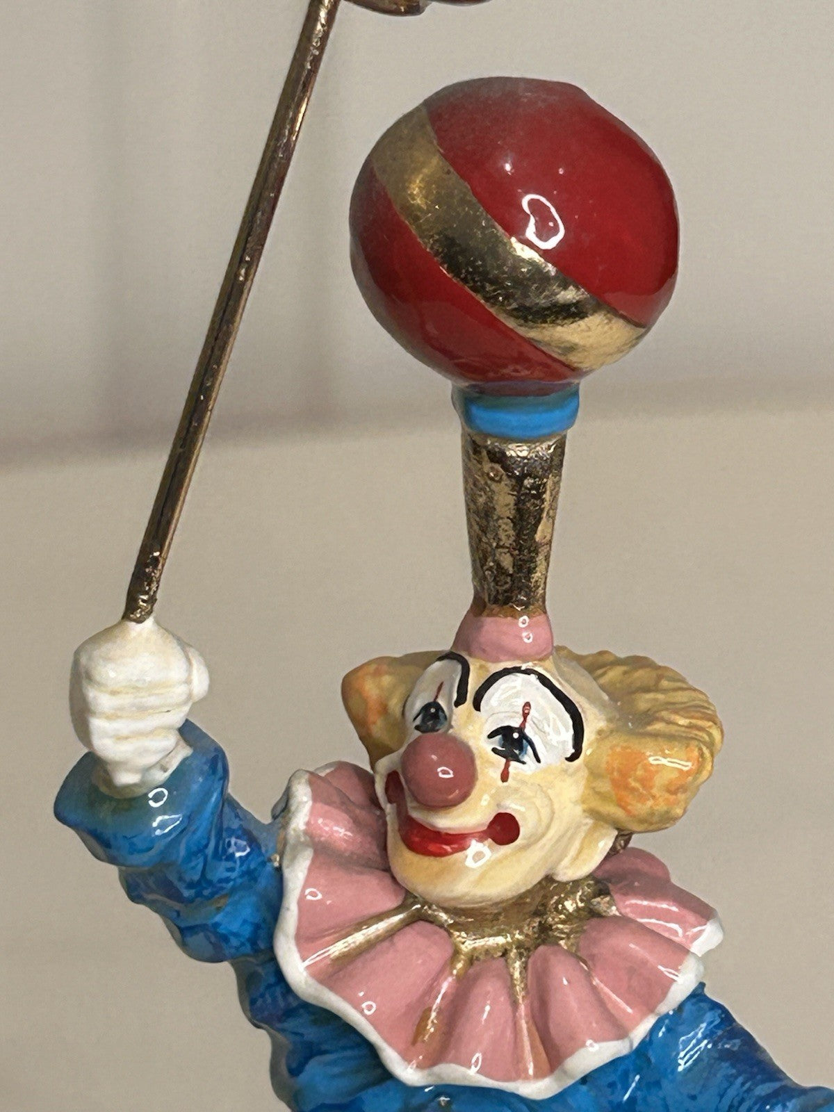 Ron Lee Circus Clown Figurine on Onyx Base Vintage Hand-Painted Art (Damage)