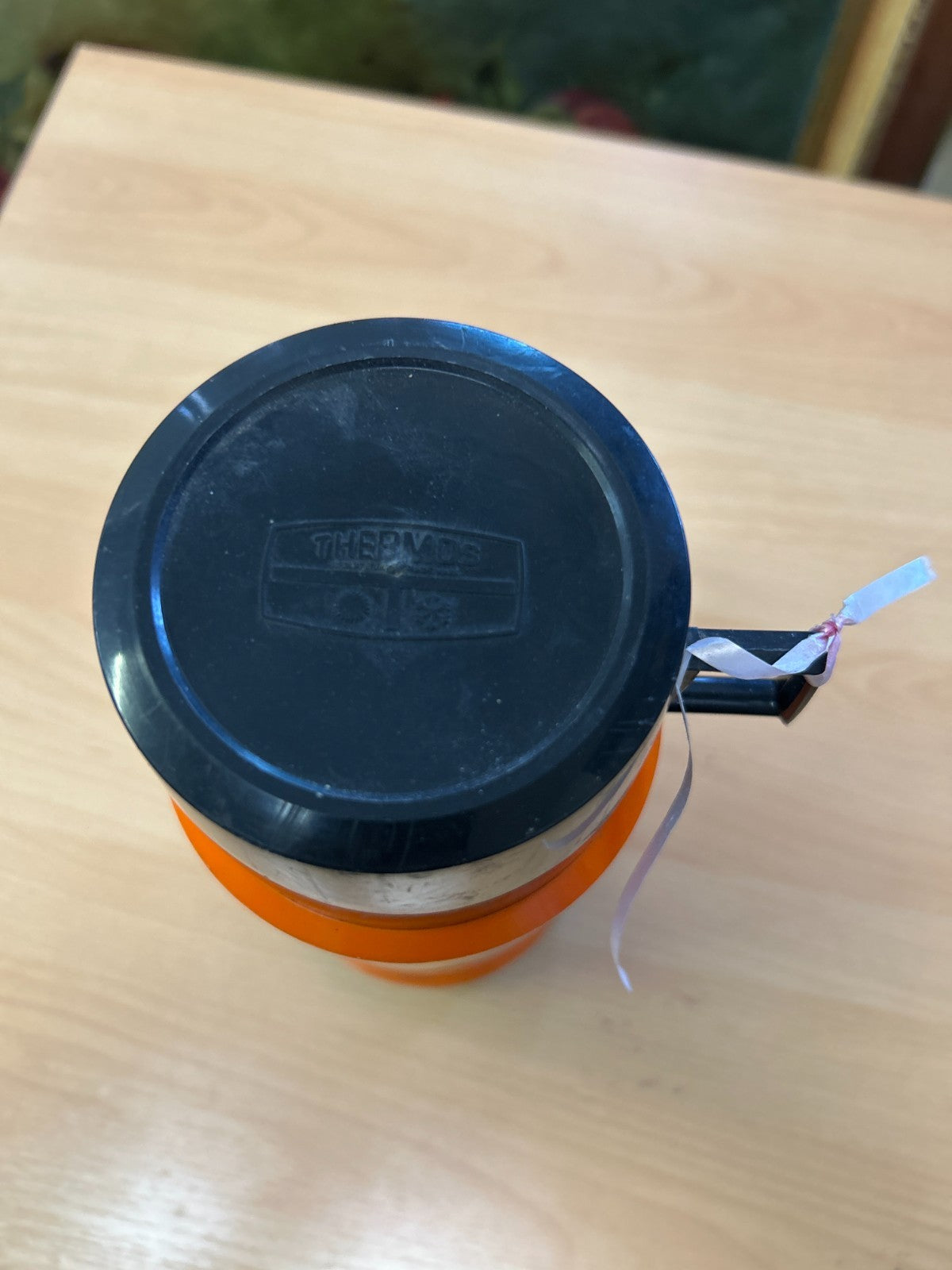 🔶 Vintage Orange Thermos Flask – Made in England – c. 1970s