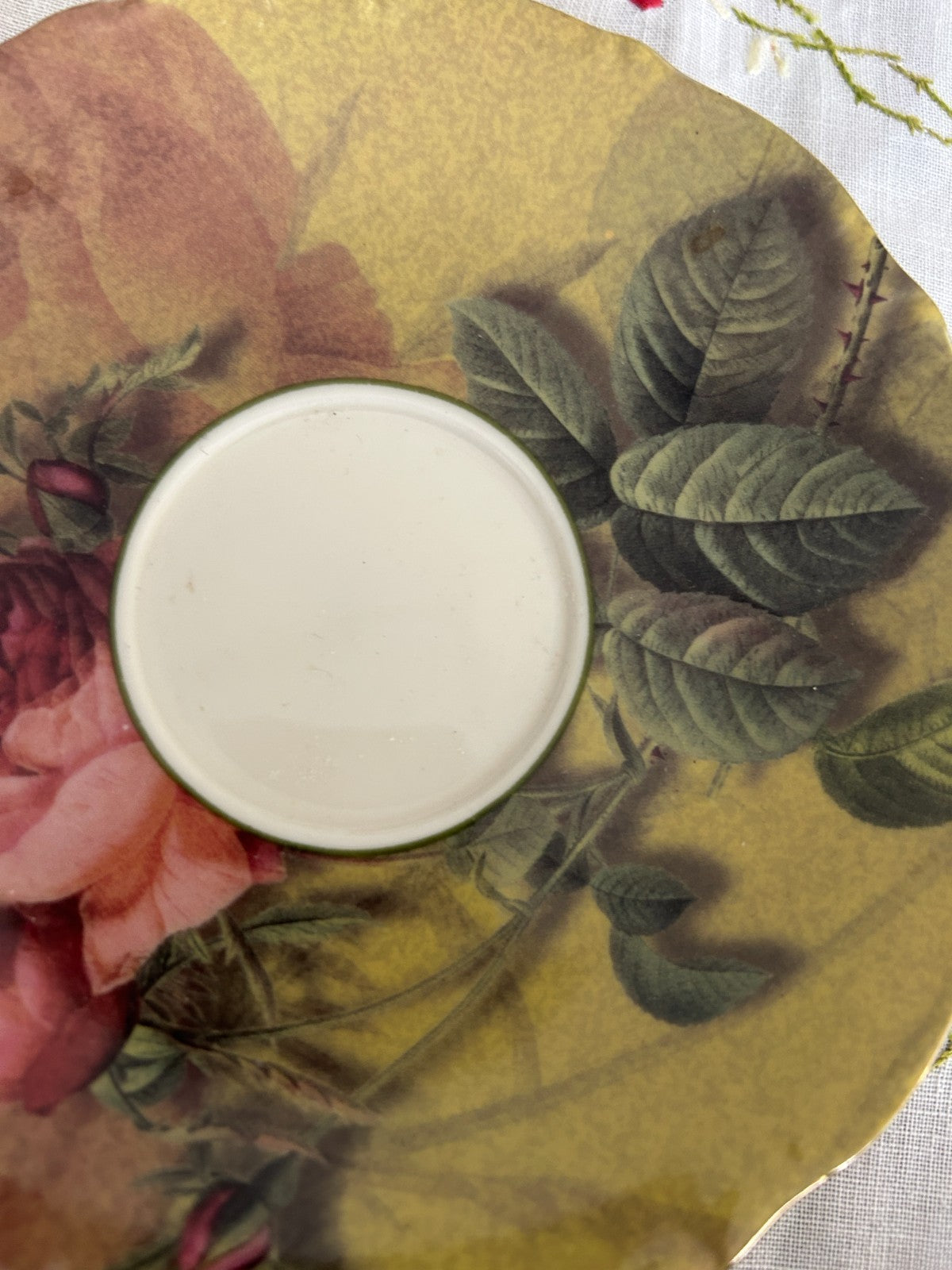 Vintage Floral Rose Teacup & Saucer Gold Trim Bone China