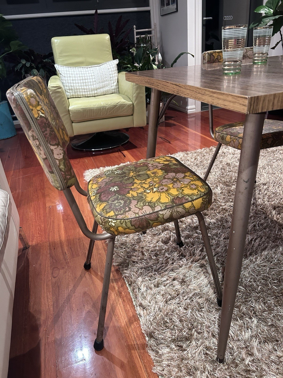 1960s Retro Dining Set Laminate Table + 6 Floral Chairs Cowes Original
