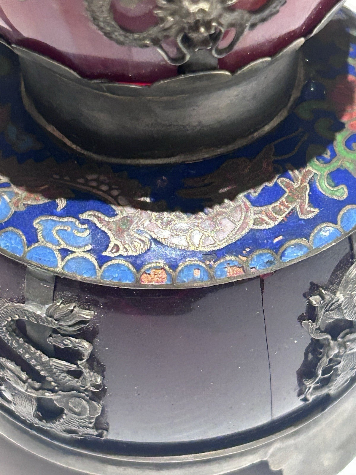 Early 20th Century Chinese Cloisonné & Enamel Teapot – Monkey Finial & Dragons