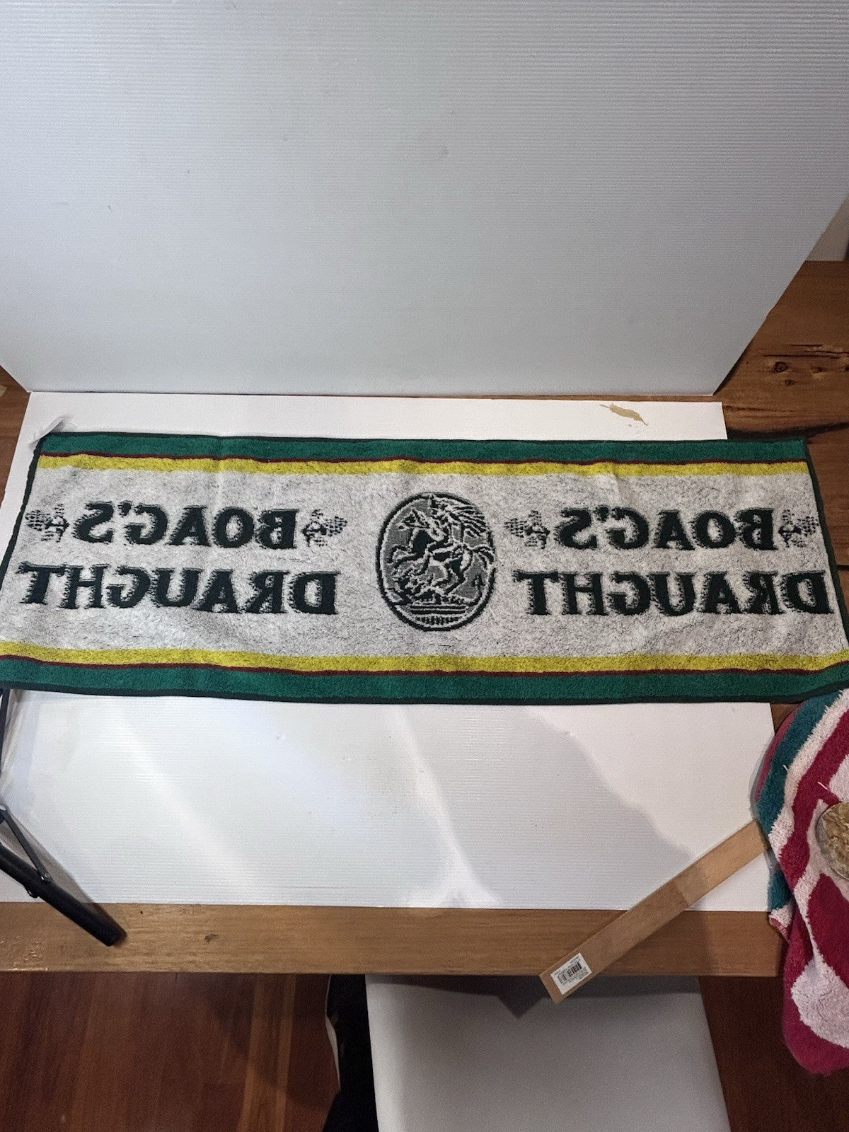 Vintage Boag’s Draught Bar Mat Beer Towel Green Pub Brewery Man Cave 89cm