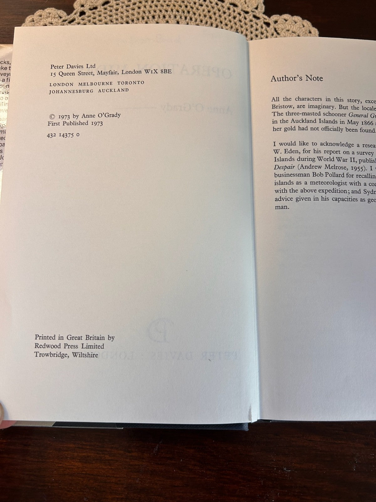 Operation Midas - Anne O'Grady (1973) First UK Edition Hardcover Peter Davies