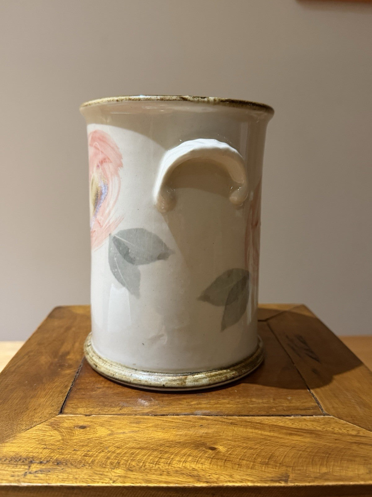 Robert Gordon Australia Hand Painted Pink Rose Vase 18cm Art Pottery Vintage