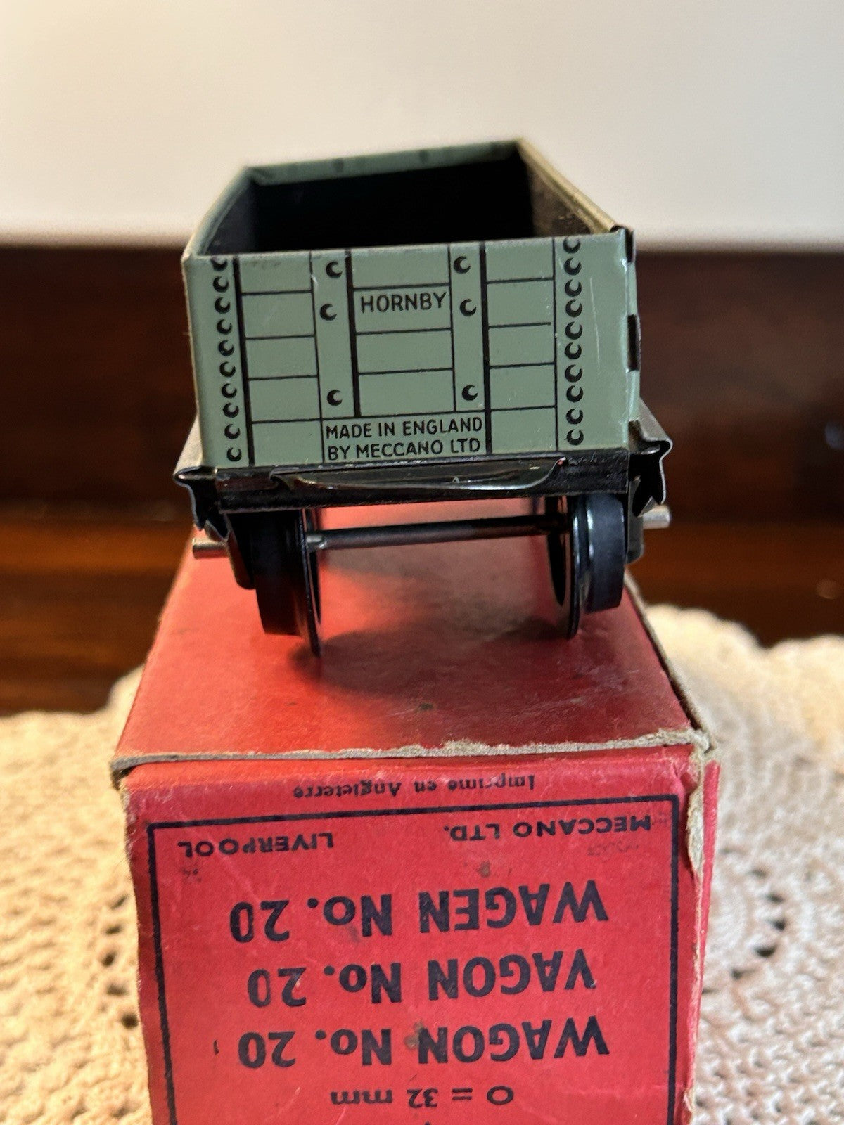 Hornby O Gauge Wagon No.20 Green Open Freight Car Boxed Meccano Liverpool