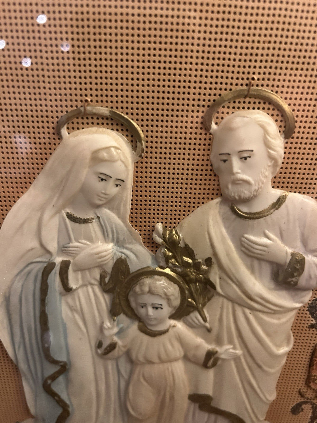 Vintage Holy Family Religious Wall Plaque Framed Catholic 3D Relief 44cm