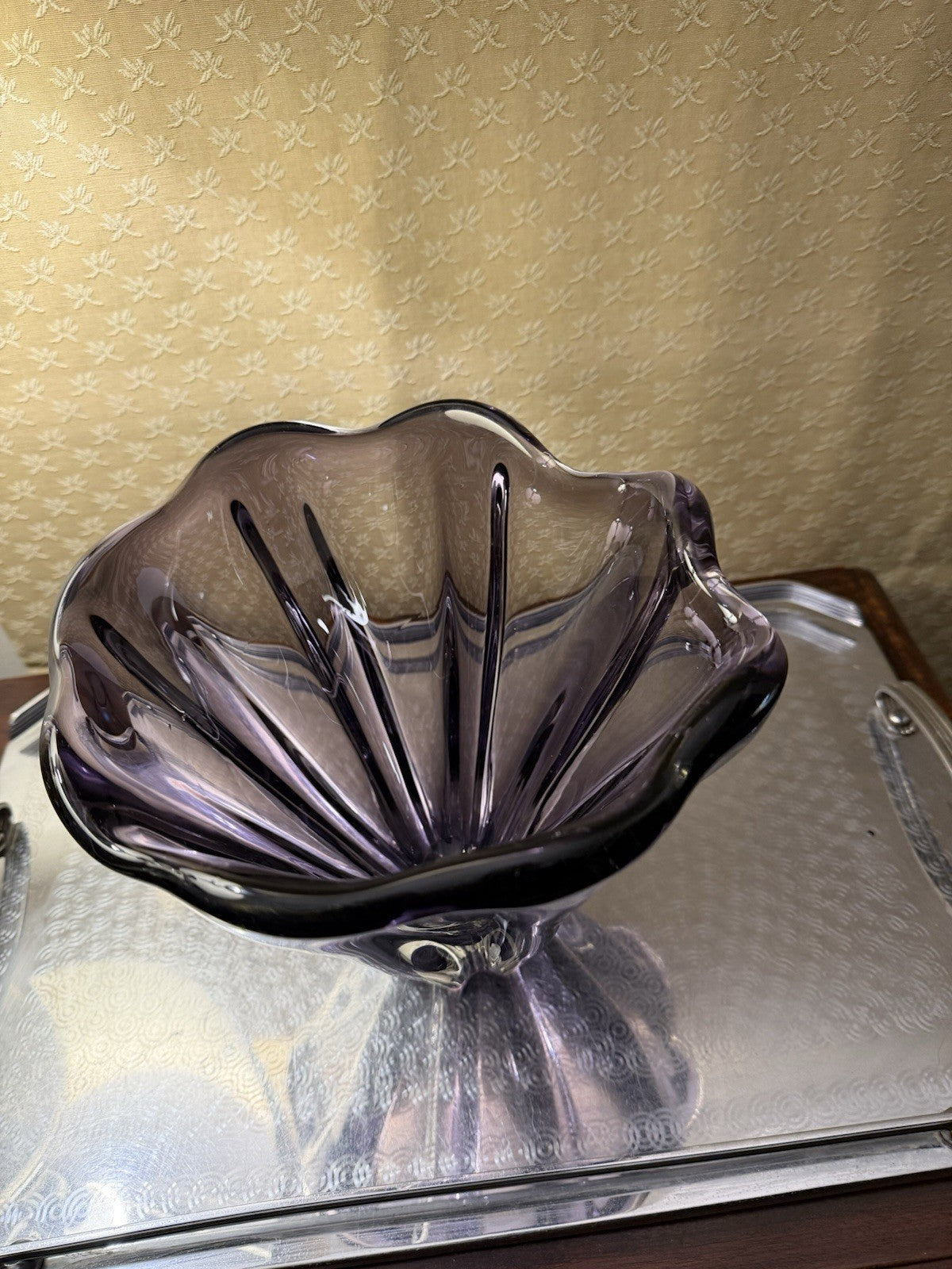 Attributed Josef Hospodka Chribska Amethyst Czech Art Glass Vase 21cm