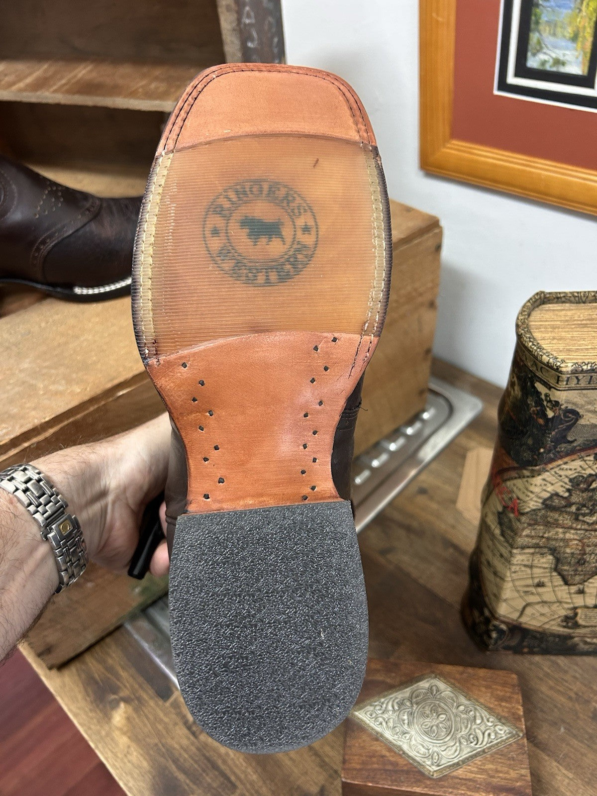 Ringers Western Cowboy Longreach Boots Size 10 EE Brown Leather Made in Mexico