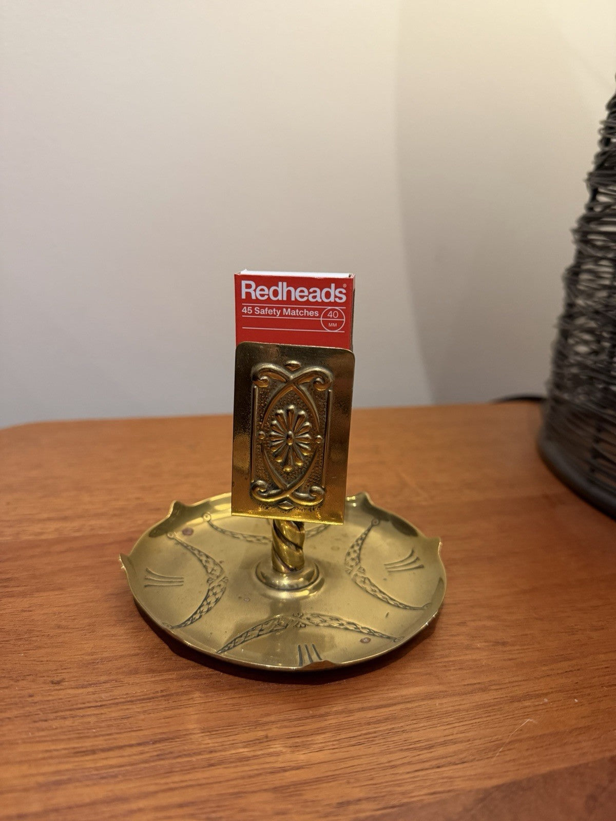 Antique German GES GESCH Brass Matchbox Holder Ashtray Art Nouveau Jugendstil
