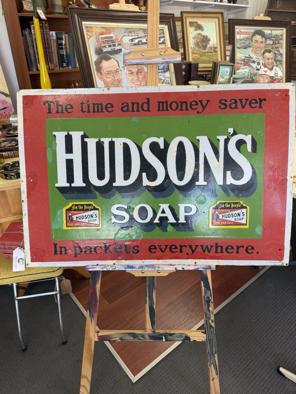 Hudson’s Soap Enamel Sign A Simpson Adelaide Antique Advertising 92cm