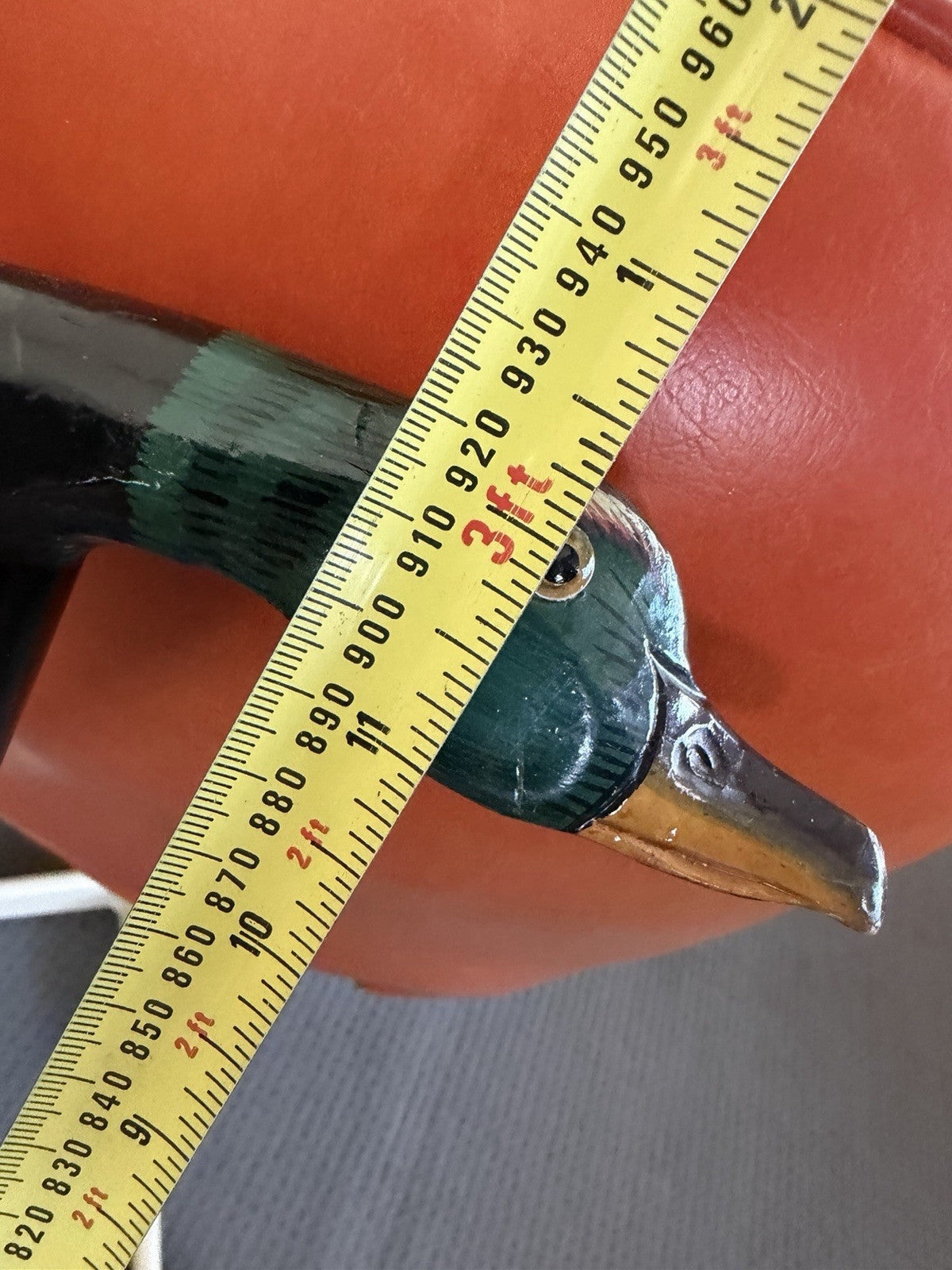 Vintage Hand Painted Duck Head Walking Stick Cane 95cm Folk Art Wooden