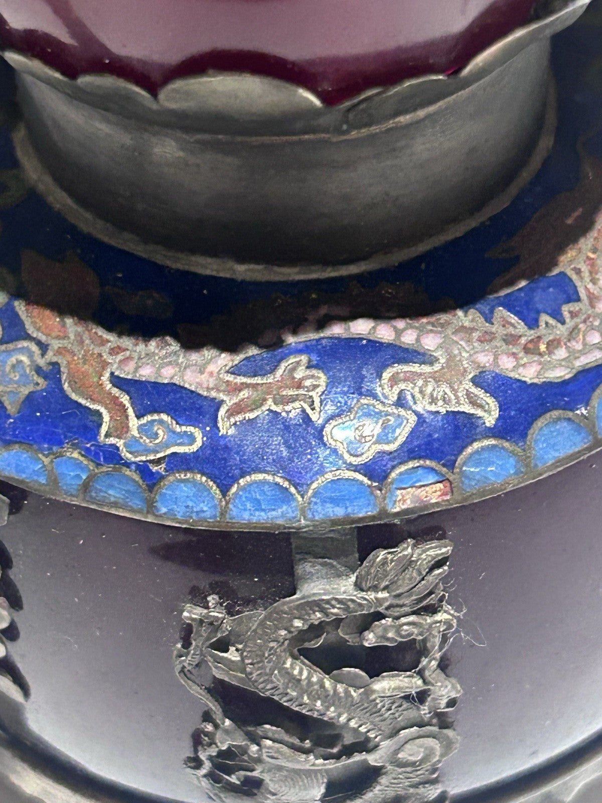 Early 20th Century Chinese Cloisonné & Enamel Teapot – Monkey Finial & Dragons