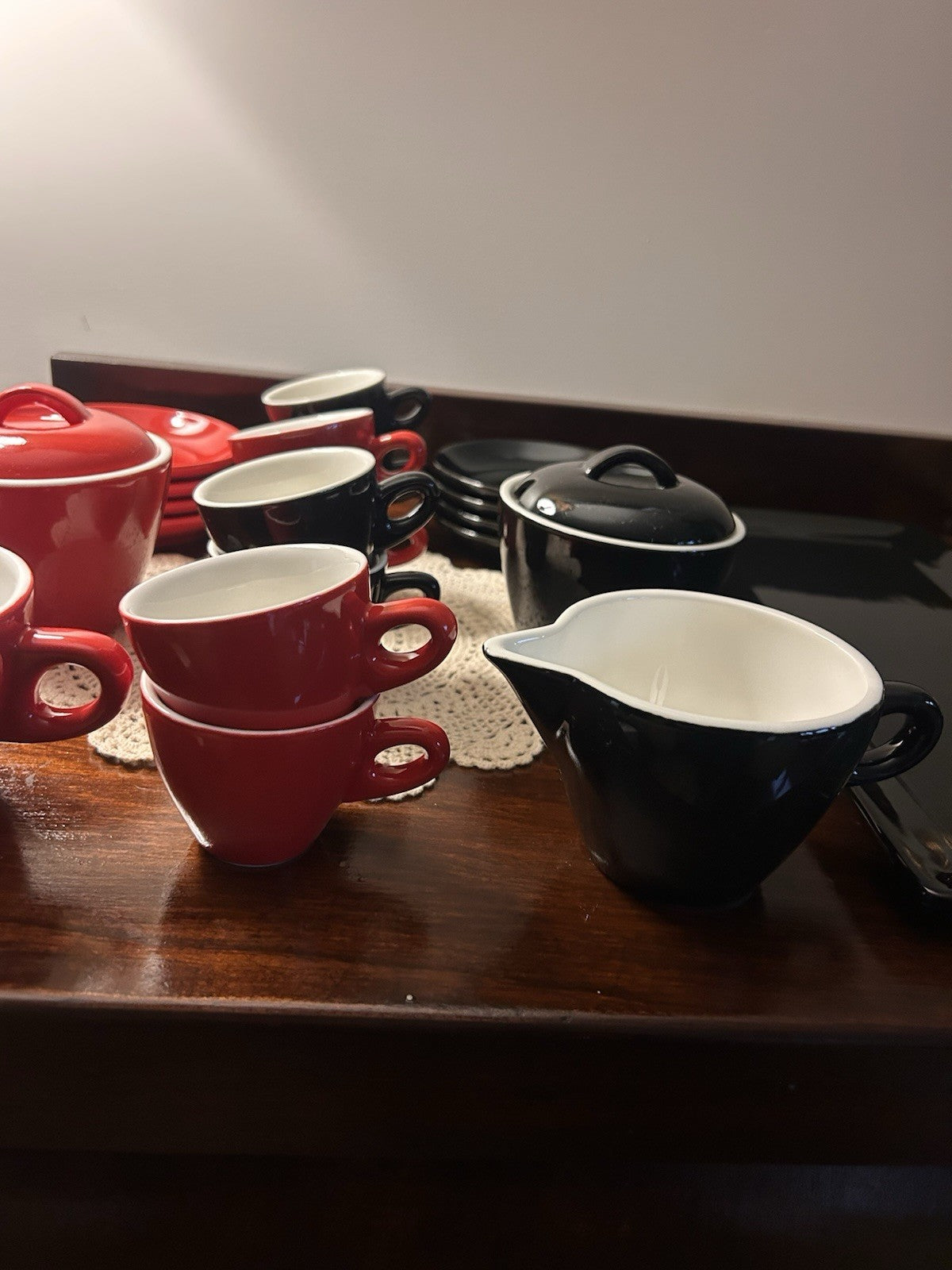 Maxwell & Williams Café Collection Red & Black Coffee/Tea Set 
