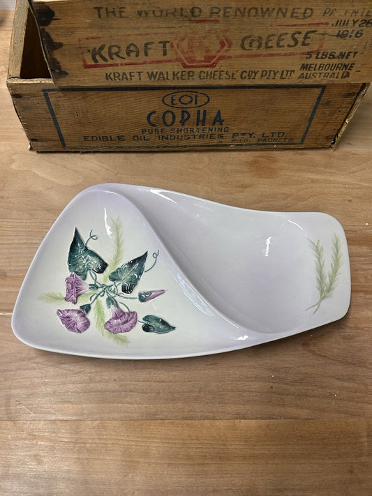 Carlton Ware Divided Dish Handpainted 1950s Australian Design 33cm Floral