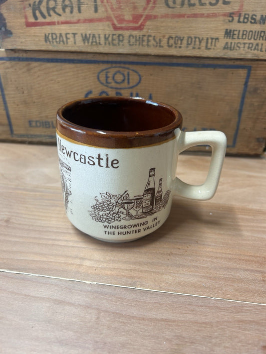Our Town Newcastle Pottery Mug – Nobbies Beach Lake Macquarie Vtg 1980s