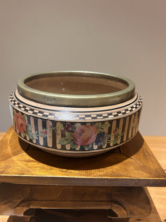Antique A.E. Gray Staffordshire Bowl EPNS Rim Floral c1920s Hanley