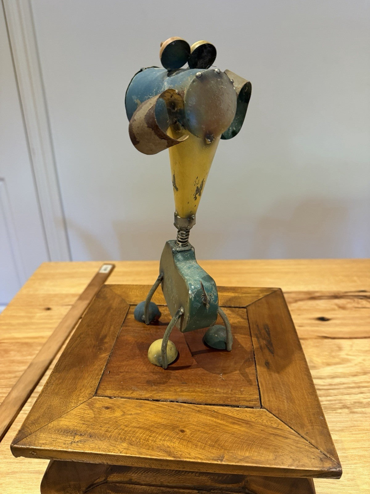 Vintage Scrap Metal Dog Sculpture Folk Art Welded Metal Whimsical 27cm Handmade