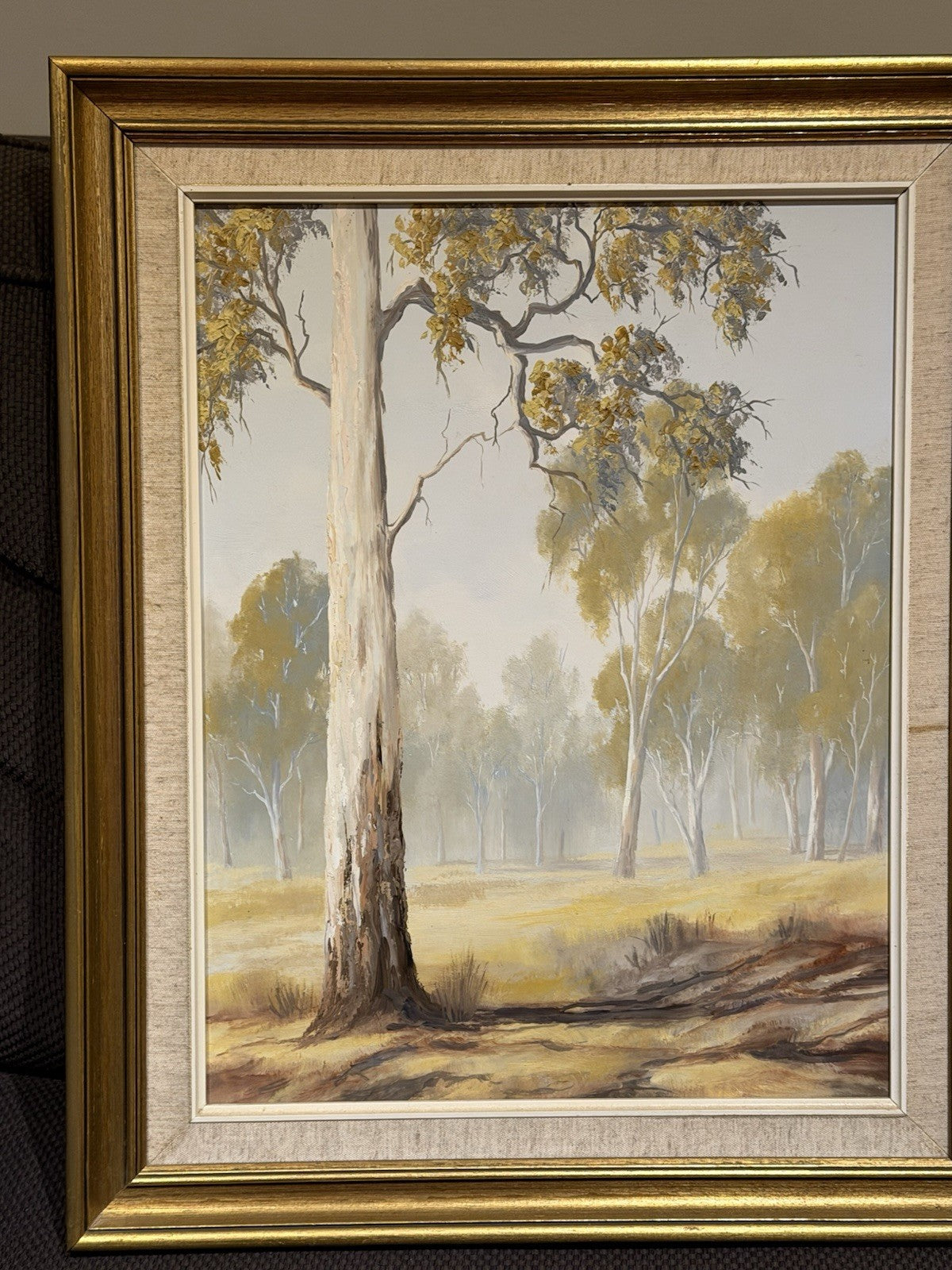 Original Australian Oil Painting Bush Landscape Unsigned Framed Oil on Board