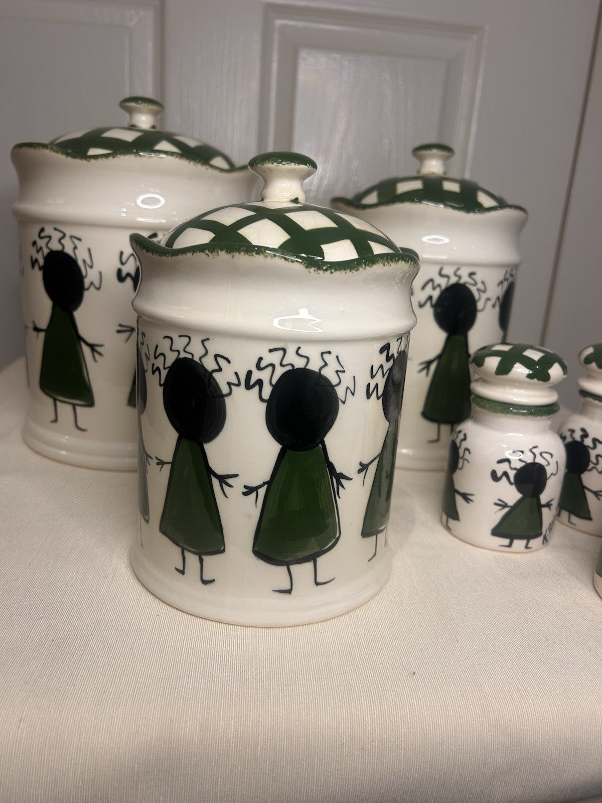 Kerry Alderuccio Hand Painted Canister Set – 6pc Ceramic Kitchen Storage 