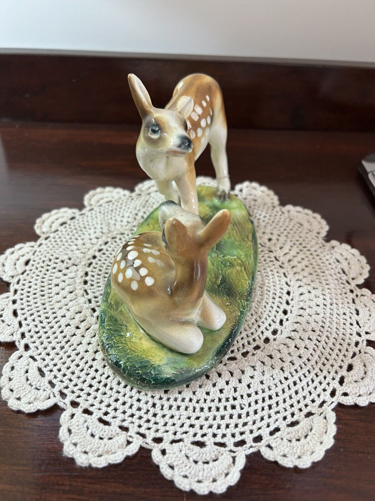Vintage Deer Fawn Doe Forrest Meadow Porcelain Figurine Signed Made in Italy