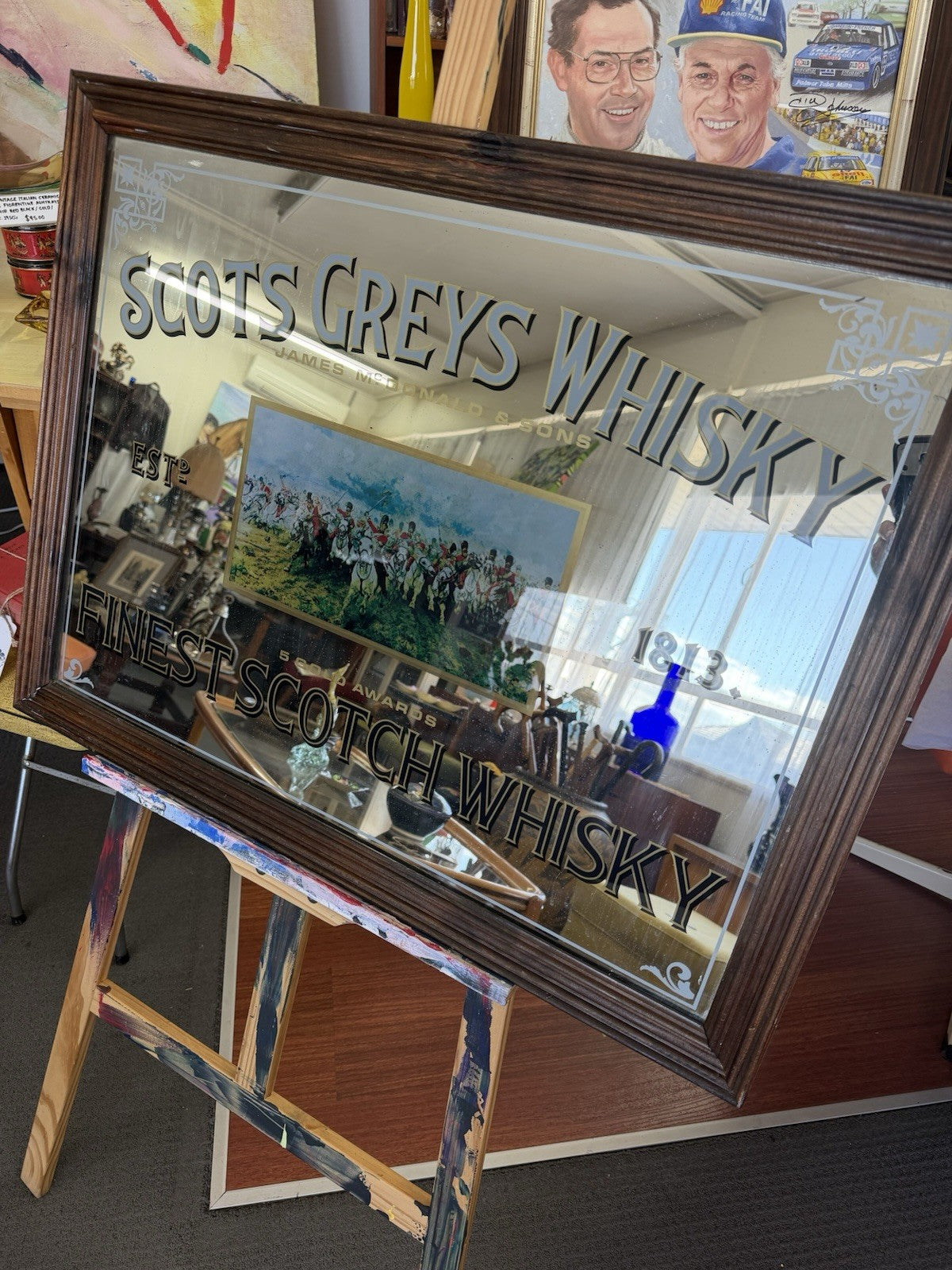 Scots Grey’s Whisky Advertising Mirror Vintage Pub Bar James McDonald 1813