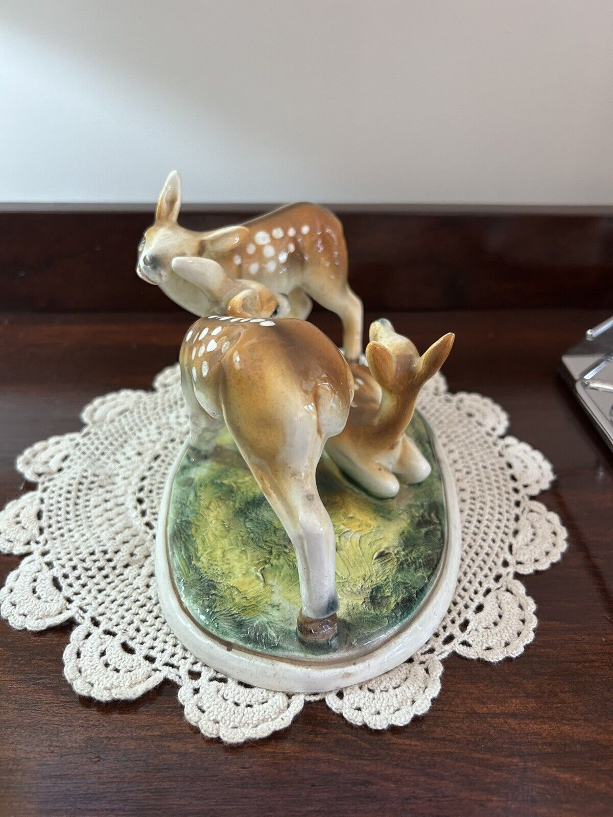 Vintage Deer Fawn Doe Forrest Meadow Porcelain Figurine Signed Made in Italy