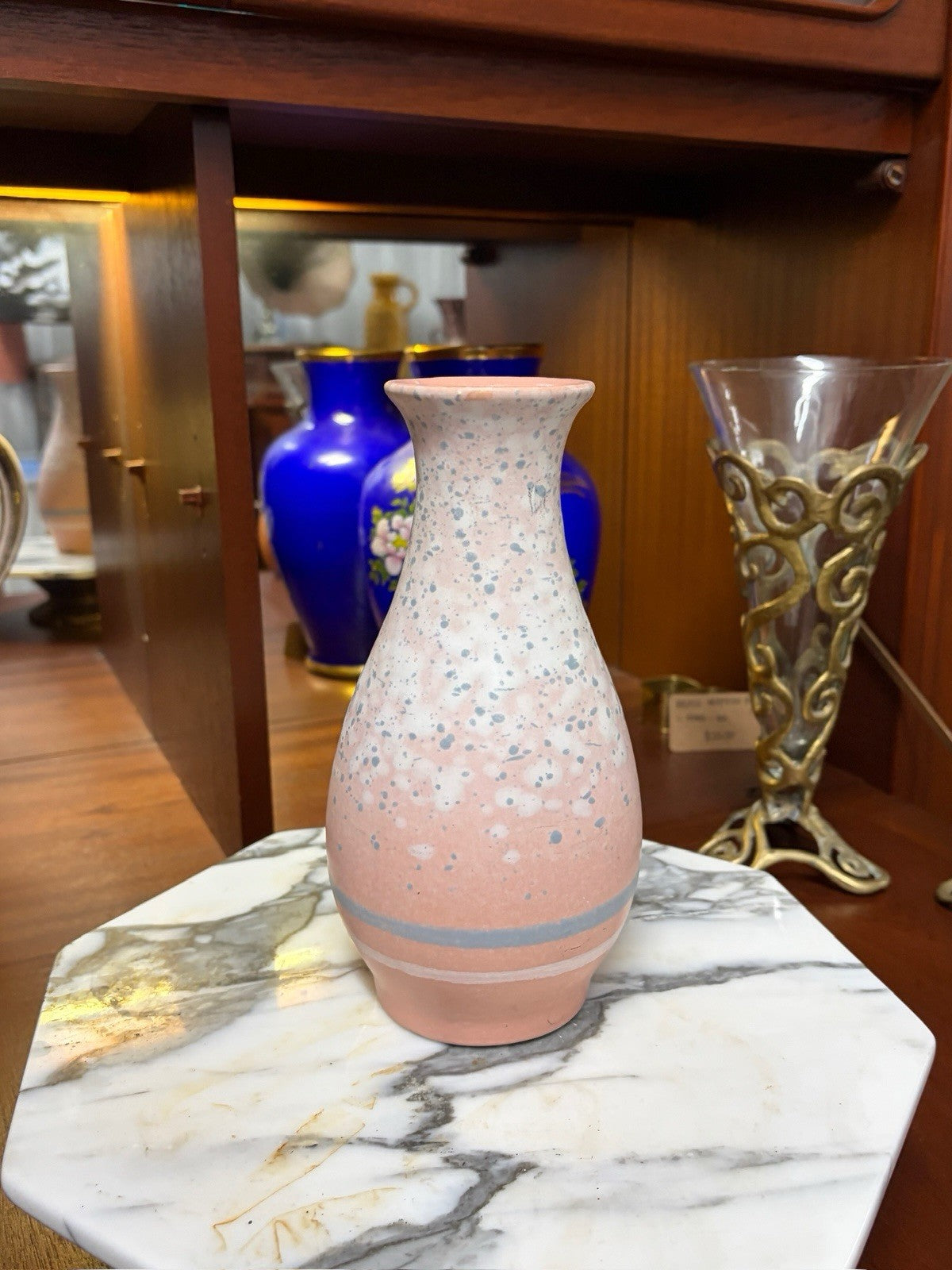 Scheurich 227-22 West German Pottery Vase Pink Fat Lava Mid Century WGP