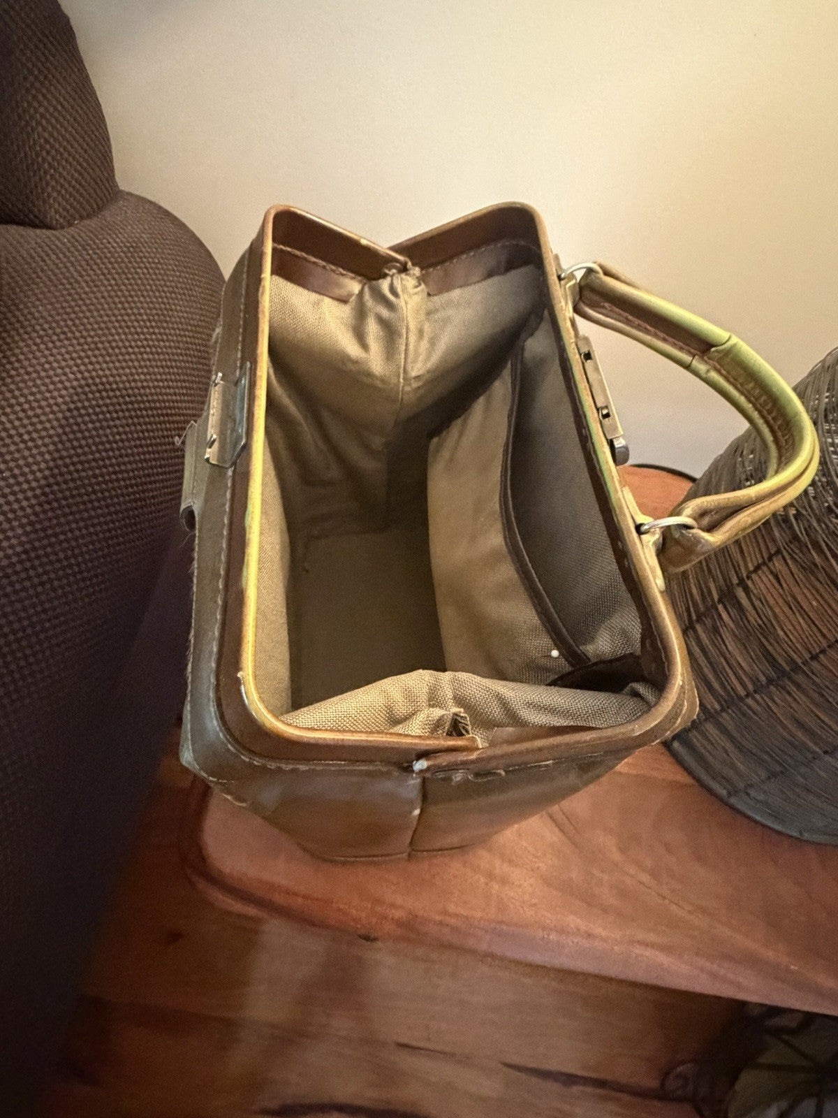 Vintage GOLD PFEIL Steer Hide Cowhide Doctor Bag Handbag Germany 1960s
