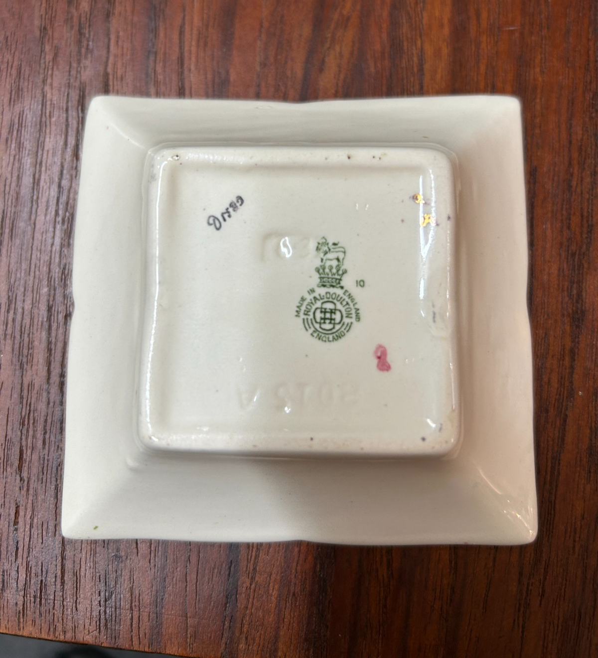 Vintage Royal Doulton Rose Garland Square Dish England D5533 Floral Trinket