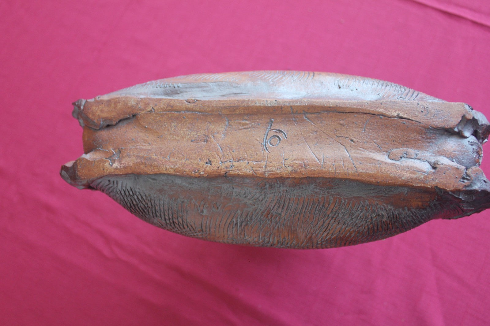 Vintage Brutalist Studio Pottery Sculptural Vase – Hand Incised Stoneware c1970s