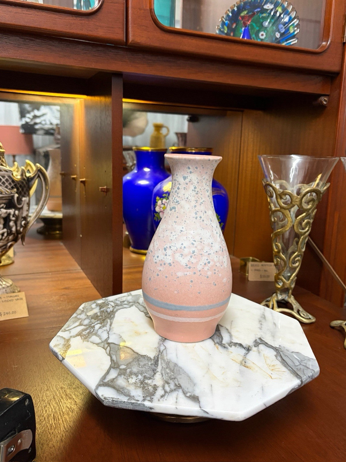Scheurich 227-22 West German Pottery Vase Pink Fat Lava Mid Century WGP