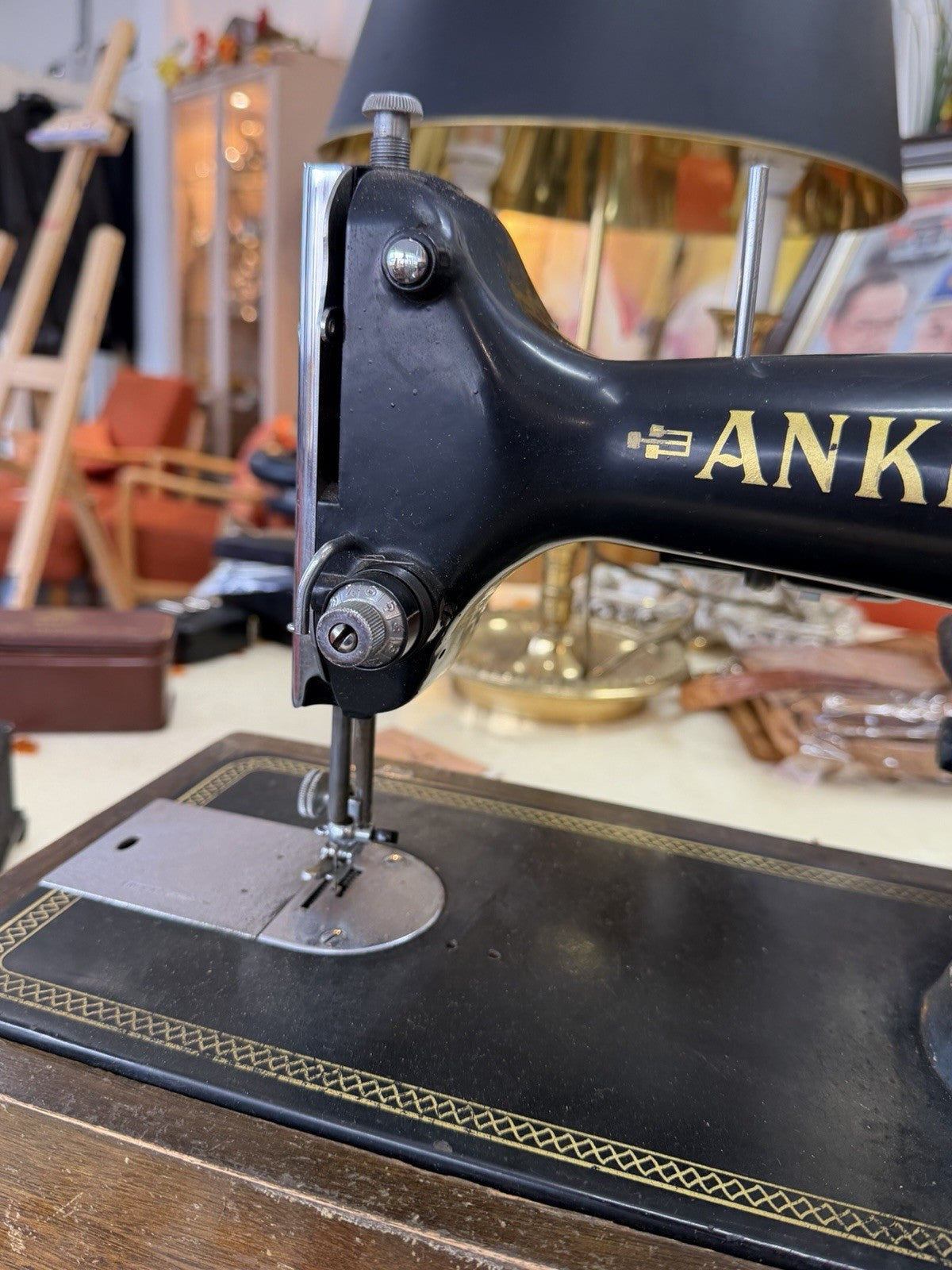 Vintage 1950s ANKER RR Sewing Embroidery Machine Germany Case Manual Motor