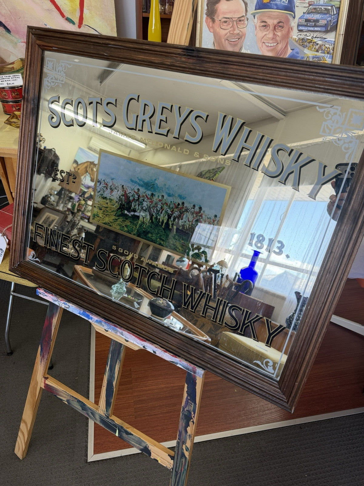 Scots Grey’s Whisky Advertising Mirror Vintage Pub Bar James McDonald 1813