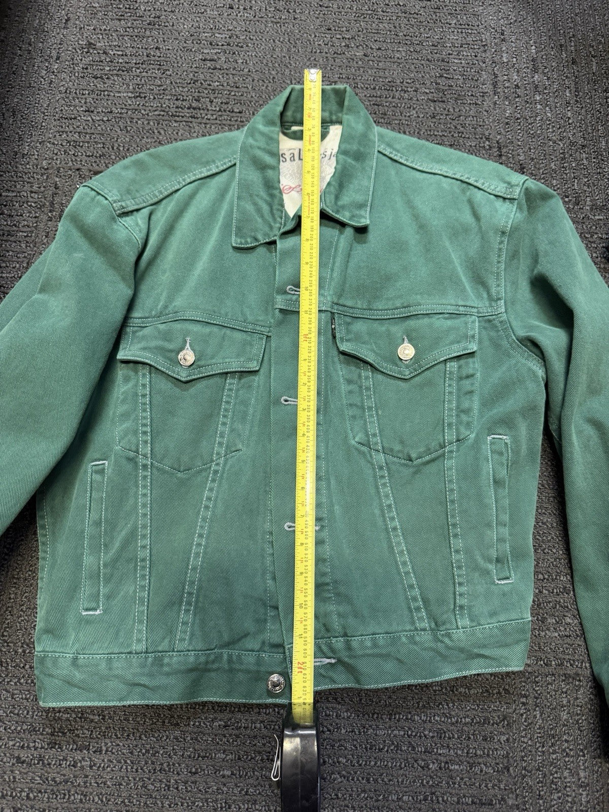 Vintage 1991 Levi’s Black Tab Green Denim Trucker Jacket Size S 90s 8540