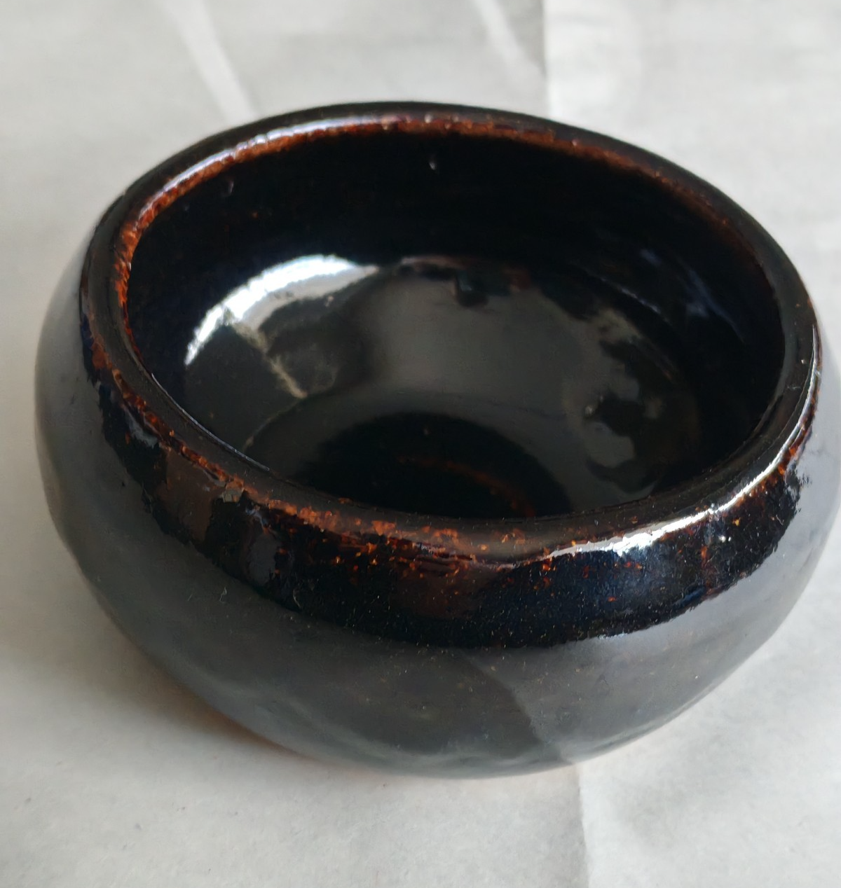 Vintage Studio Pottery Bowl. Tenmoku Glaze – Stoneware